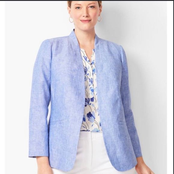 Talbots Jackets & Blazers - Talbots size 18 nwt pure linen blue blazer